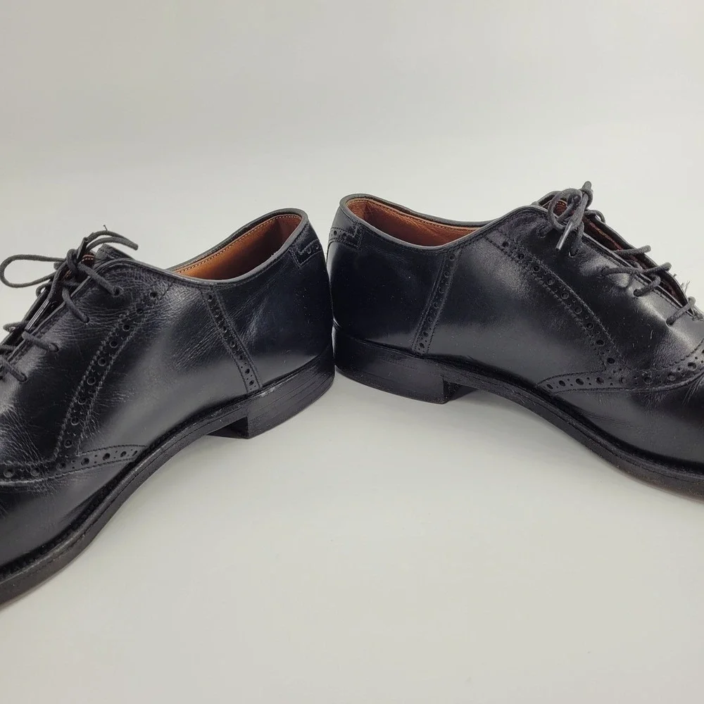 Alden 991 Mens Black Leather Brogue Saddle Oxford Dress Shoes Size 9.5 AAA/A